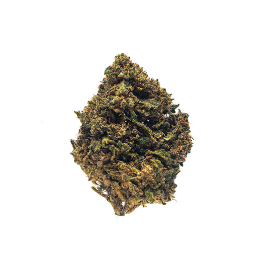 Flores de CBD Fedtonic com buds compactos e arejados, tricomas cristalinos e cores verde-claro com pistilos alaranjados