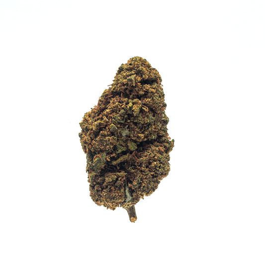 Flores de CBD Lifter com buds densos e resinados, tricomas cristalinos abundantes e cores verde-claro com pistilos alaranjados e avermelhados